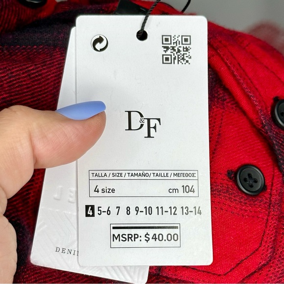 NWT Denim & Flower Ricky Singh Boys Red and Black Buffalo Plaid Flannel Shirt 4 - Picture 5 of 10